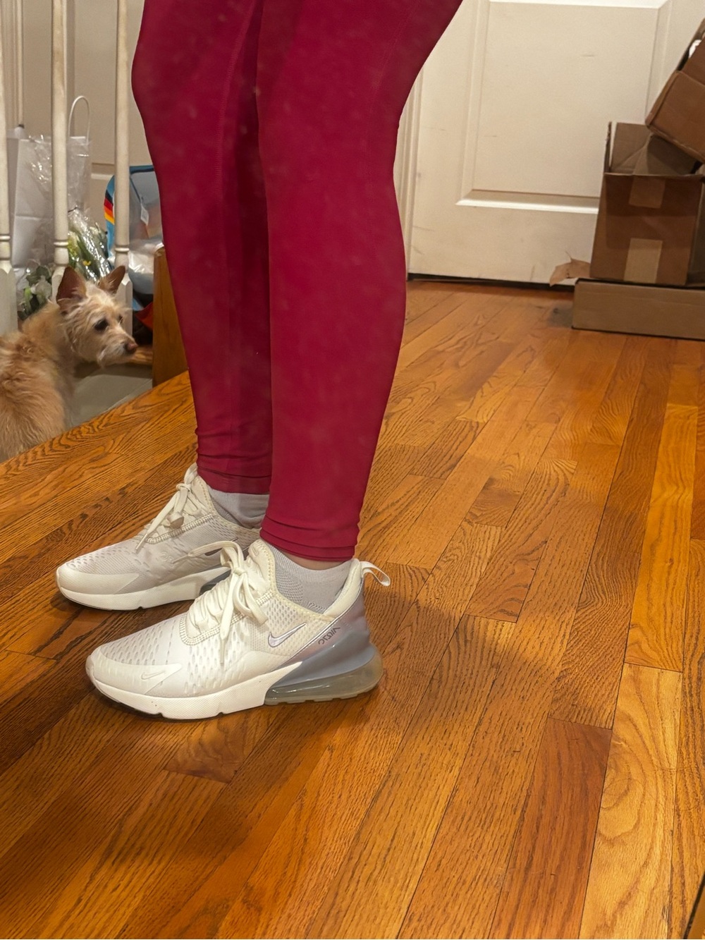 Nike Women’s Air Max 270 Sneakers in White and Light Gray - Picture 6 of 9